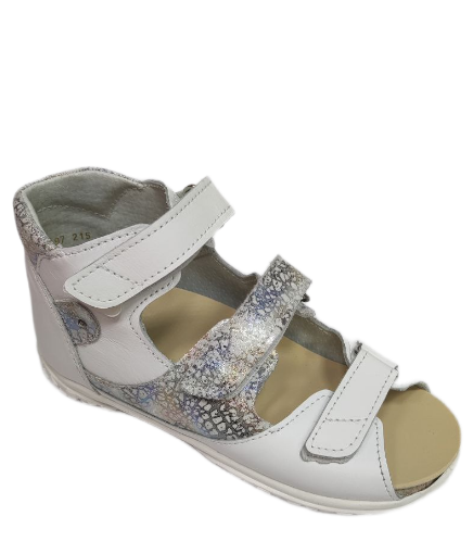 Сандалии ортопедические детские с открытым носом Орфея Б3-197-011-284-1 цвет белый с серебром фото 1