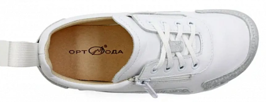 Полуботинки ортопедические женские Ортомода 82388-Х-505 СД белые увеличенной полноты с молнией фото 2