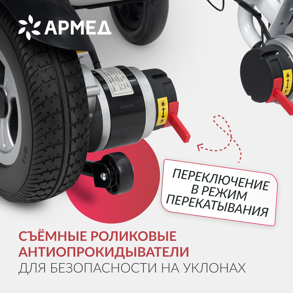 Кресло-коляска с электроприводом Армед JRWD602K (ширина сиденья 40 см) фото 17