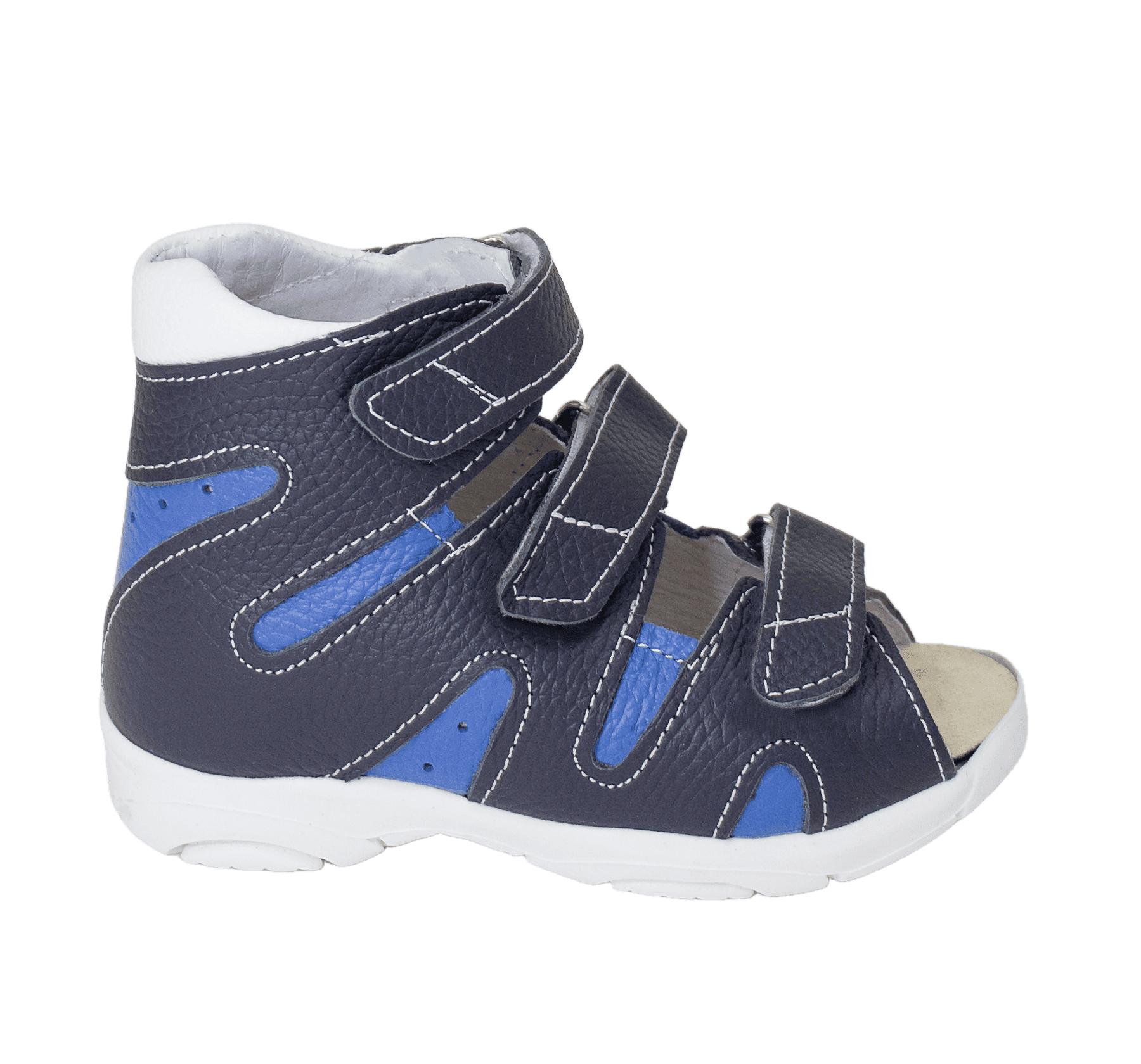 Сандалии ортопедические с открытым носом Орфея Б2-166-224-221-1 кожаные тёмно-синие фото 2