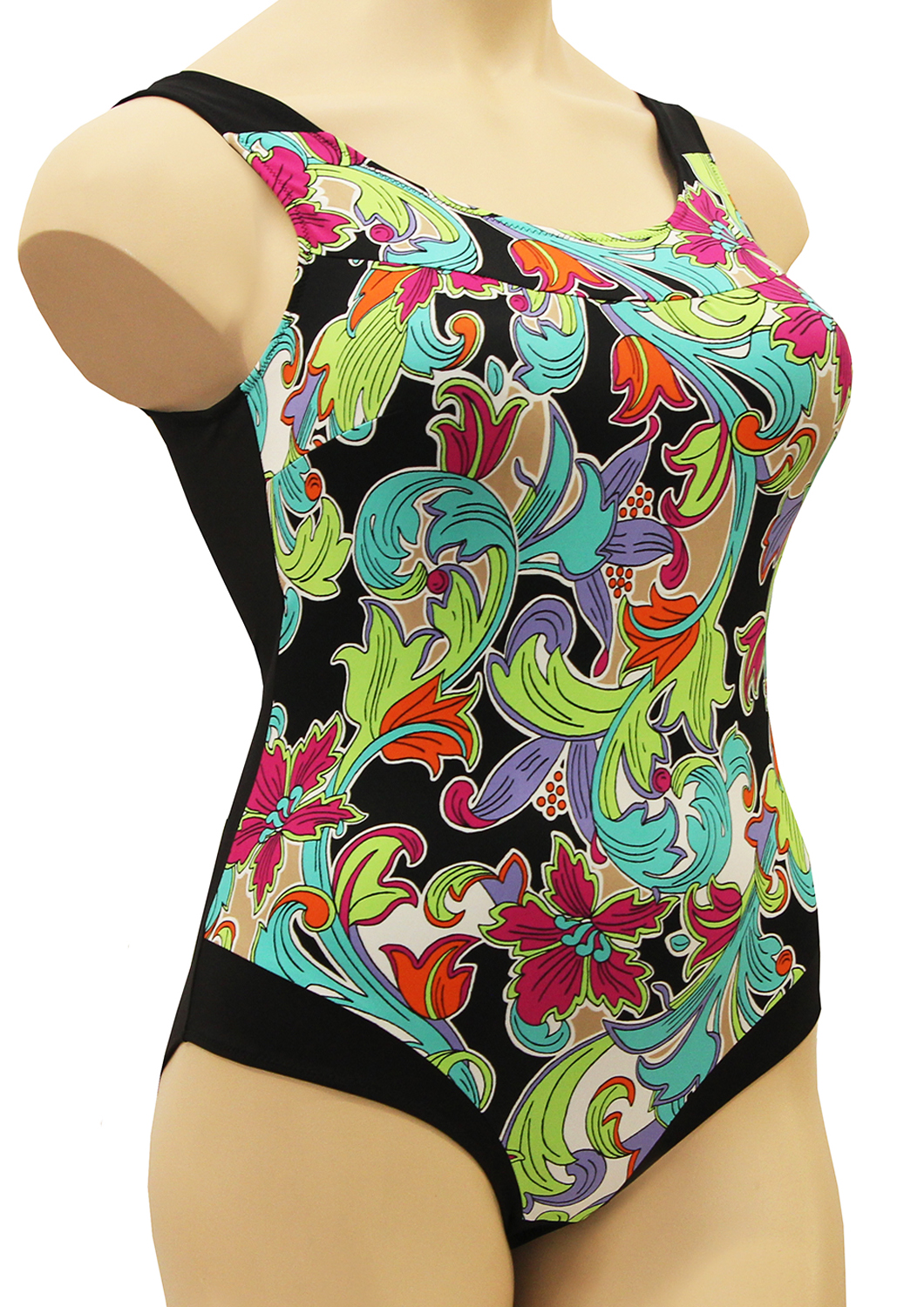 Купальник после мастэктомии Цветной орнамент на черном К0792-1Ч П182 фото 1