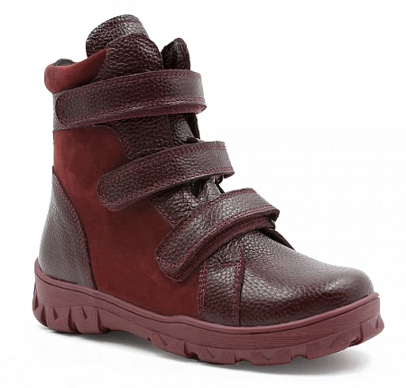 Ботинки ортопедические детские утепленные Ортомода 21189-ХН-126 бордовые с высоким берцем фото 1